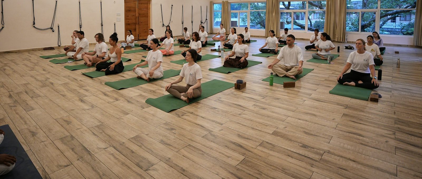 A group sitting together in meditation